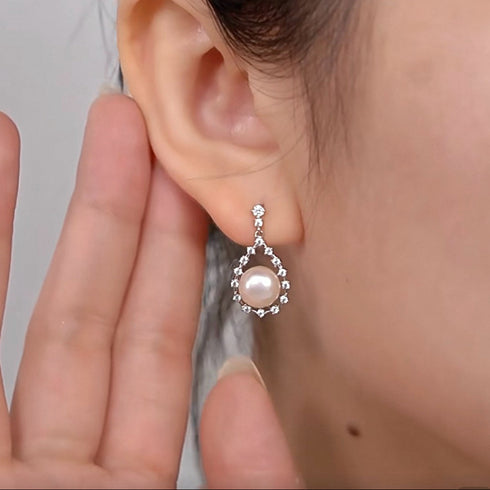 Teardrop Zirconia Pearl Earrings